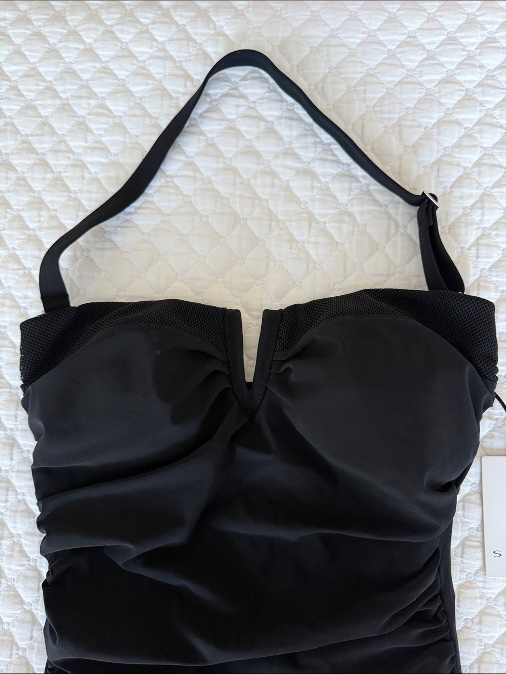 NWT SHAN So Sexy Halter One-Piece Black Studded Swimsuit Removable Strap Size 6 - Picture 3 of 9